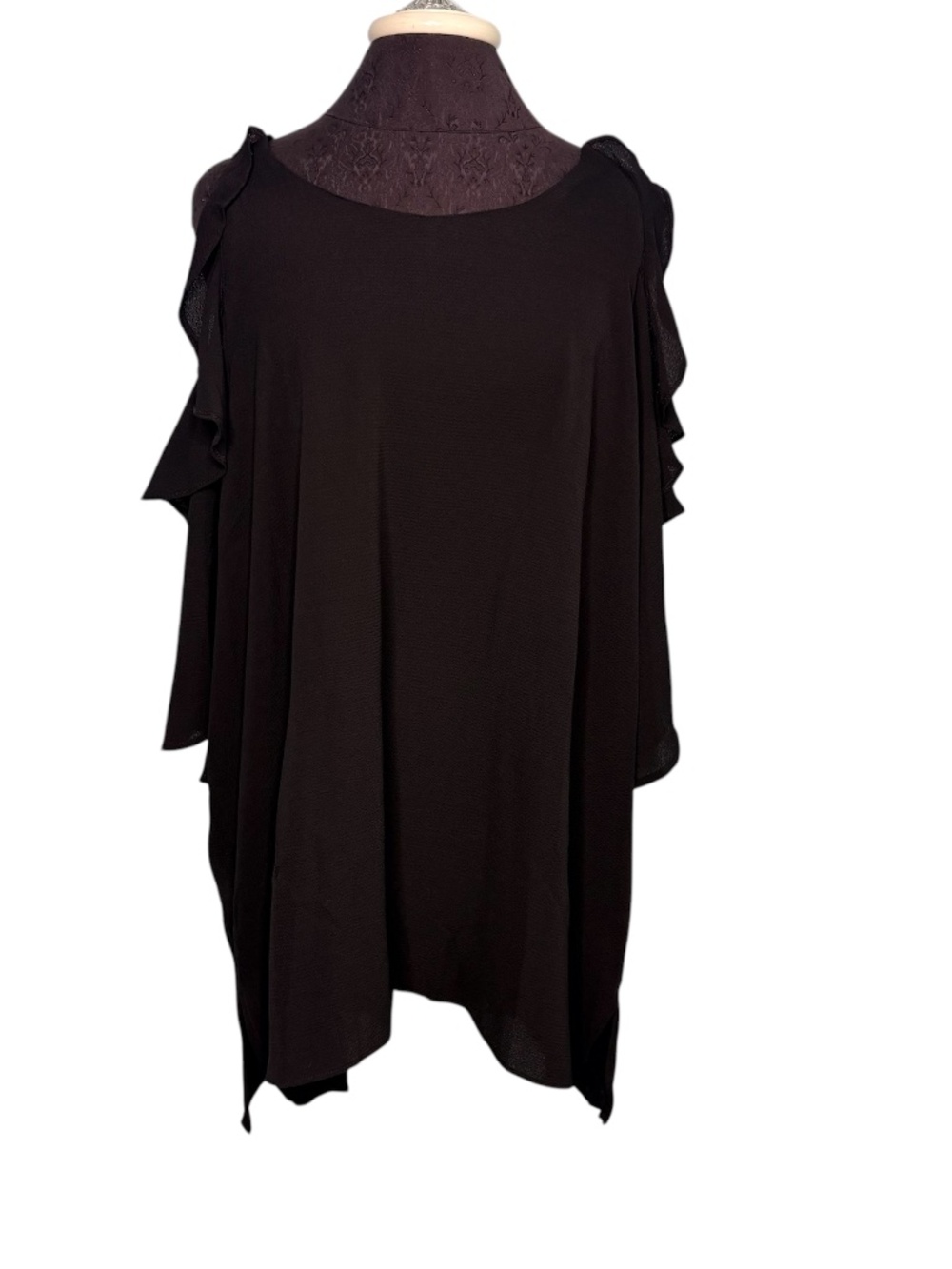 Umgee Plus Size Black Cold Shoulder Blouse